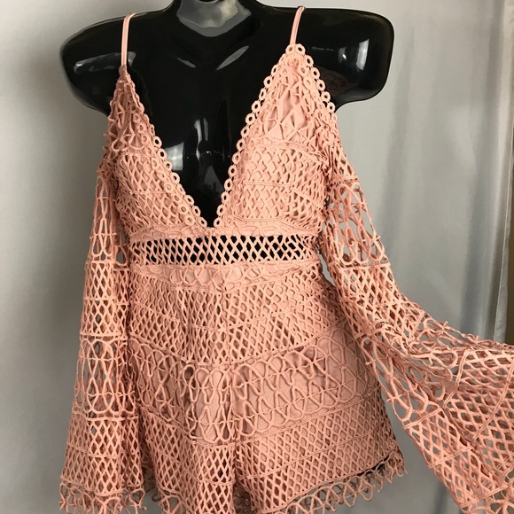 Long Sleeve Crochet Romper - Picture 2 of 2